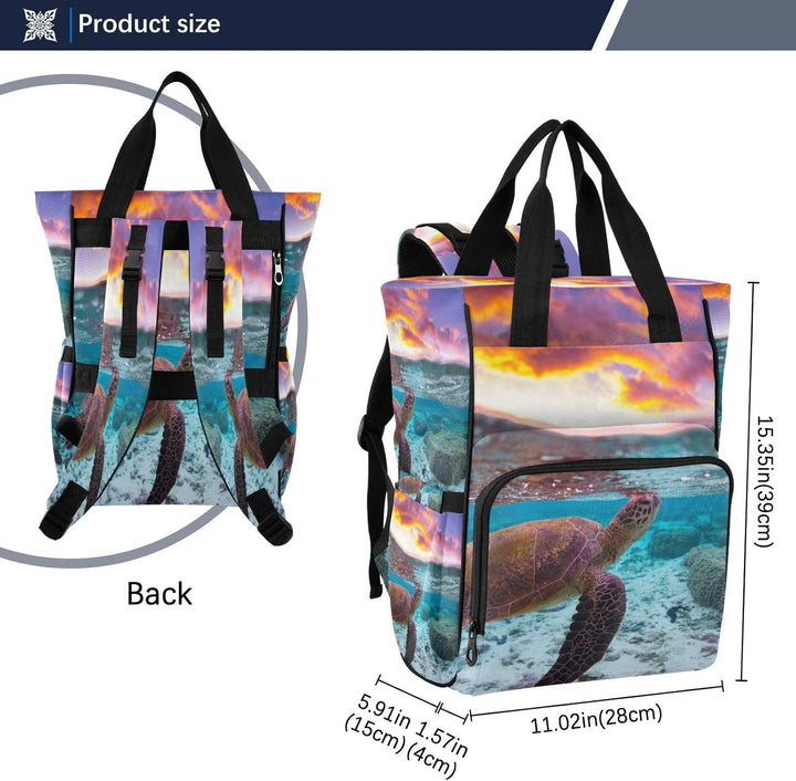 Vnurnrn Die Schildkröte Mom Taschen Wickeltasche Reiserucksack Grosse Kapazität Schulter für Freien