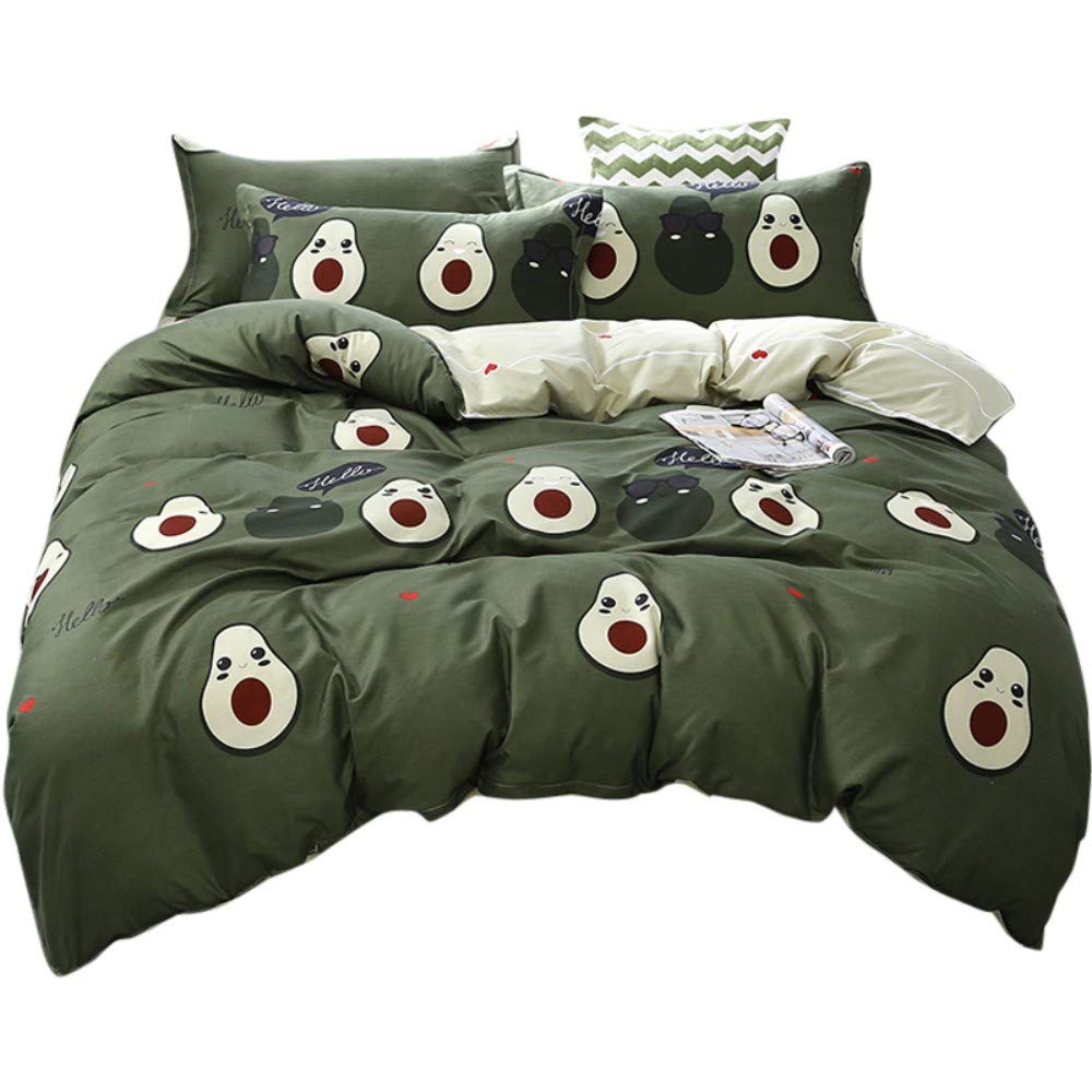 Loussiesd Avocado Grün Bettwäsche Set 155x220cm Kinder Bettbezug mit 1 Kissenbezug 80x80cm Weiche At