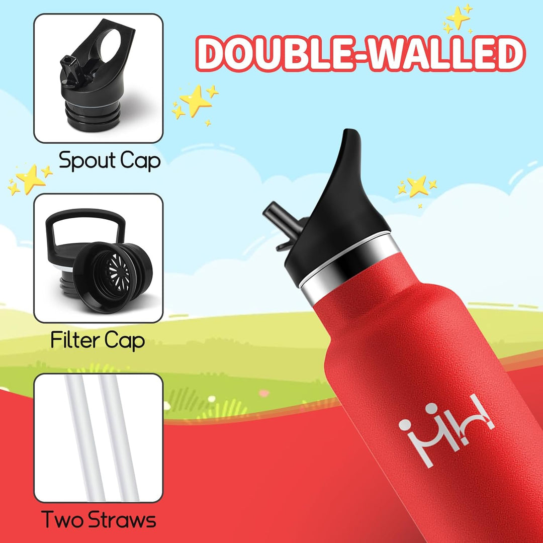 HoneyHolly Trinkflasche Edelstahl 500ML, BPA-Frei, Trinkflasche Kinder, Auslaufsichere Isolierflasch