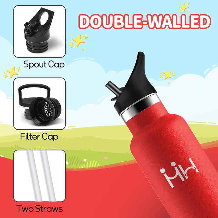 HoneyHolly Trinkflasche Edelstahl 500ML, BPA-Frei, Trinkflasche Kinder, Auslaufsichere Isolierflasch