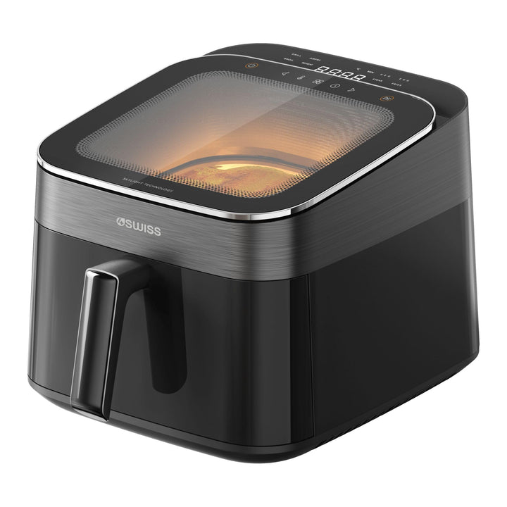 4SWISS Heissluftfritteuse mit Sichtfenster 6,5L, Airfryer XL 1700W mit 12 Programme, 180°C in 1,44 M