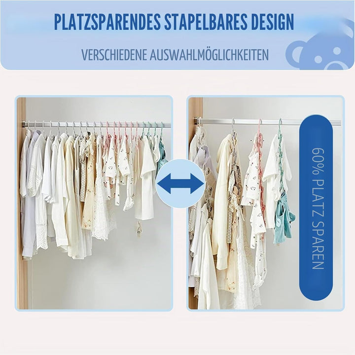 HGYZE Baby Mitwachsende kleiderbügel Kinder, Stapelbare Hanger + Haken + Hosenständer, rutschfest Ba