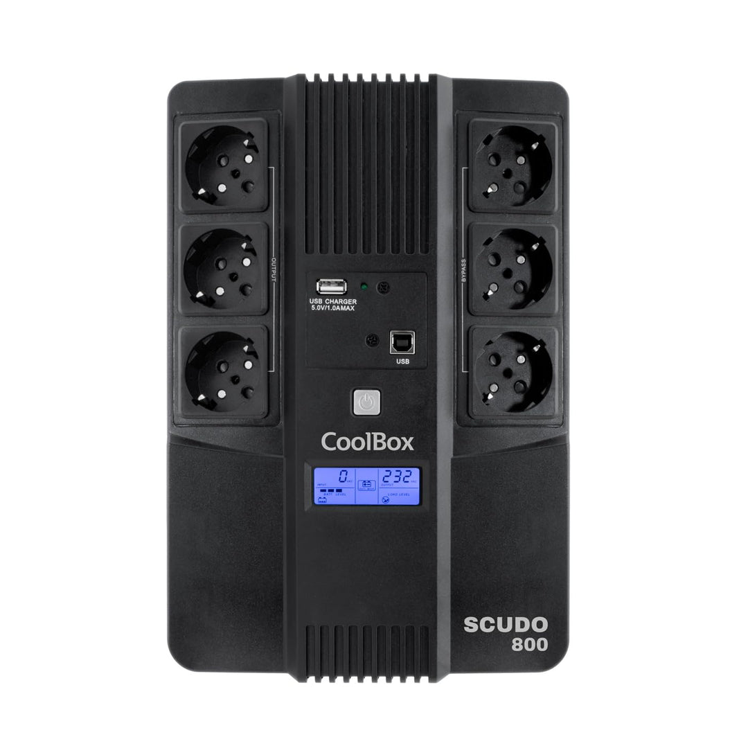 CoolBox SCUDO3 USV, 800 VA, unterbrechungsfreies Stromversorgungssystem, USV, 800 A/480 W, mit LCD-D