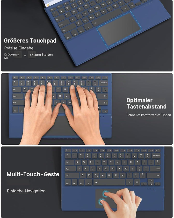 MoKo für Surface Pro 7 Tastatur mit Touchpad, Kompatibel mit Surface Pro 7+/7/6/5/4/3, 7-Farbiger Hi