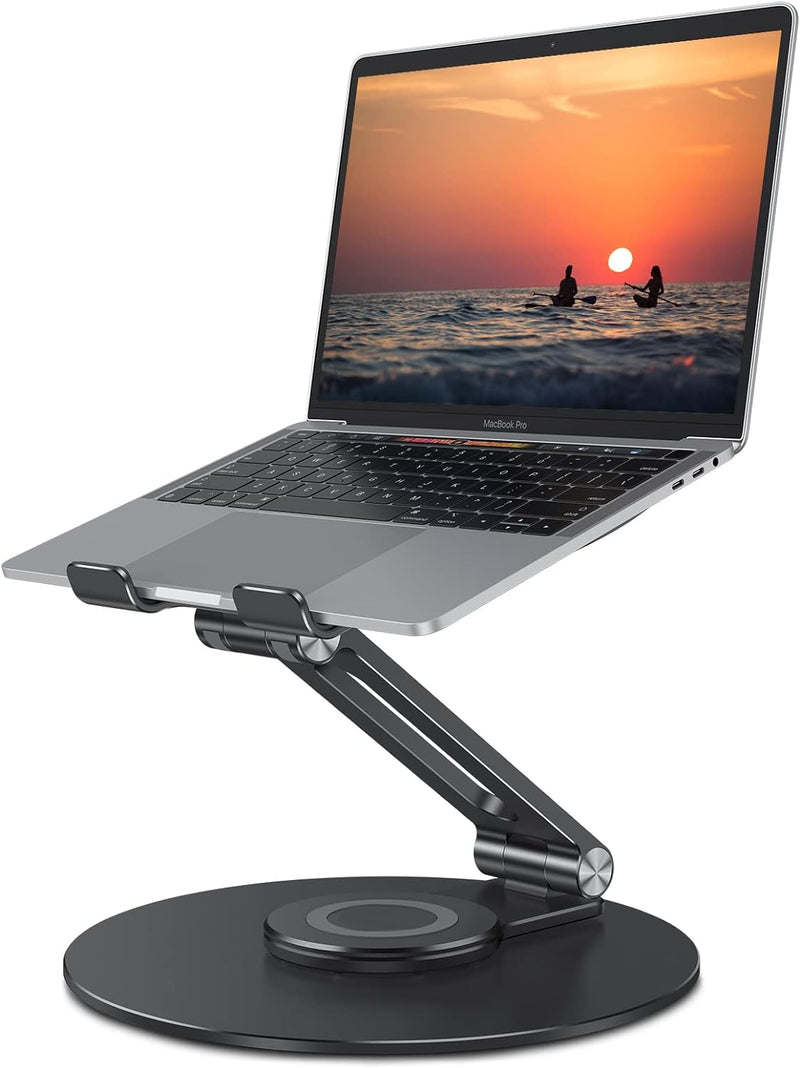 OMOTON Laptop Ständer mit 360° Drehbarer Basis, Faltbarer Laptop Halterung Doppelter Schaft für Zusa