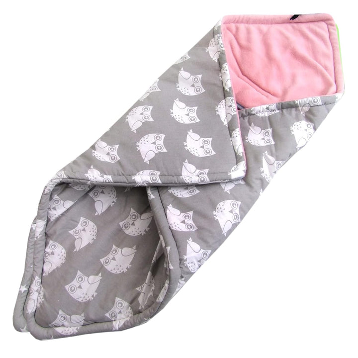 BAMBINIWELT Einschlagdecke Babydecke Decke für Babyschale Kinderwagen mit Fleece universal (Eule ros