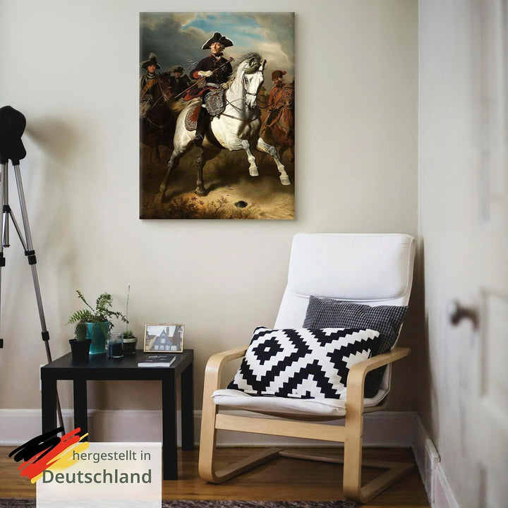 ARTland Leinwandbild Wandbild Bild auf Leinwand 60x80 cm Wanddeko Preussen Alte Fritz König Friedric