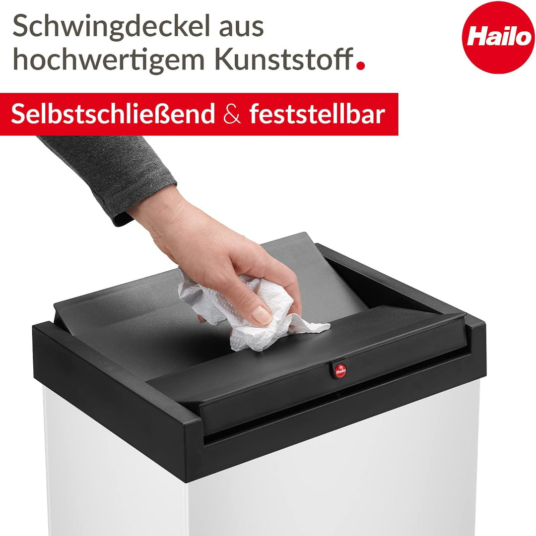 Hailo Big-Box Swing XL Mülleimer - 1 x 52 Liter - selbstschliessender Schwingdeckel - Stahlblech - M