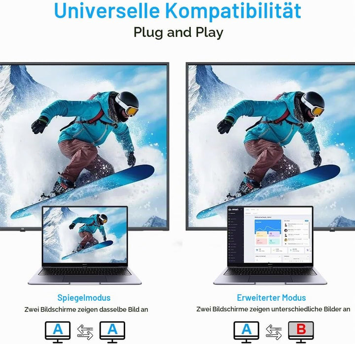 AXFEE HDMI auf DisplayPort Adapter, 1.8m 4K@60Hz HDMI auf DisplayPort Stecker Konverter, HDMI Ausgan