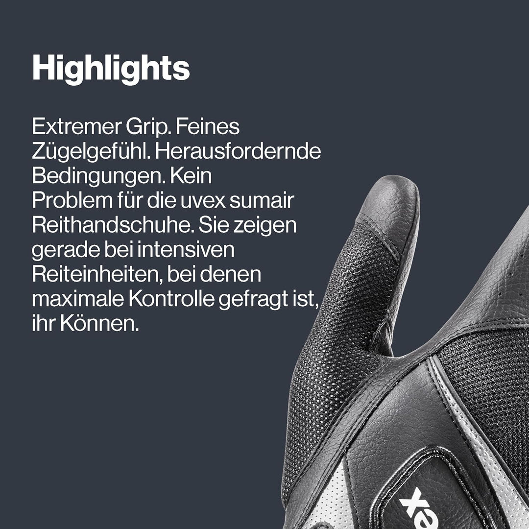 Uvex Unisex – Erwachsene Sumair Reithandschuhe 10 black-silver, 10 black-silver