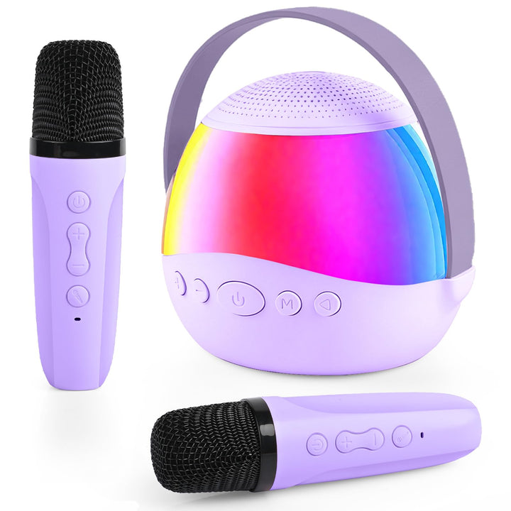 Karaoke Maschine Kinder mit 2 Karaoke Mikrofon Kinde Mini Tragbares Bluetooth Lautsprecher mit Stimm