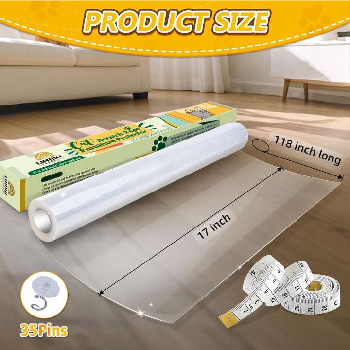 Kratzfolie Katze Selbstklebend, 43 x 300CM Kratzschutz Selbstklebend Tape Transparent， Katzen Kratzs