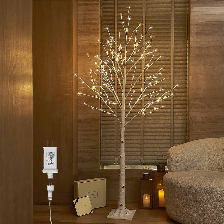Hairui LED Baum Warmweiss 128LEDs Birke Lichterbaum 180CM Künstlicher Weihnachtsbaum mit Teilweise F