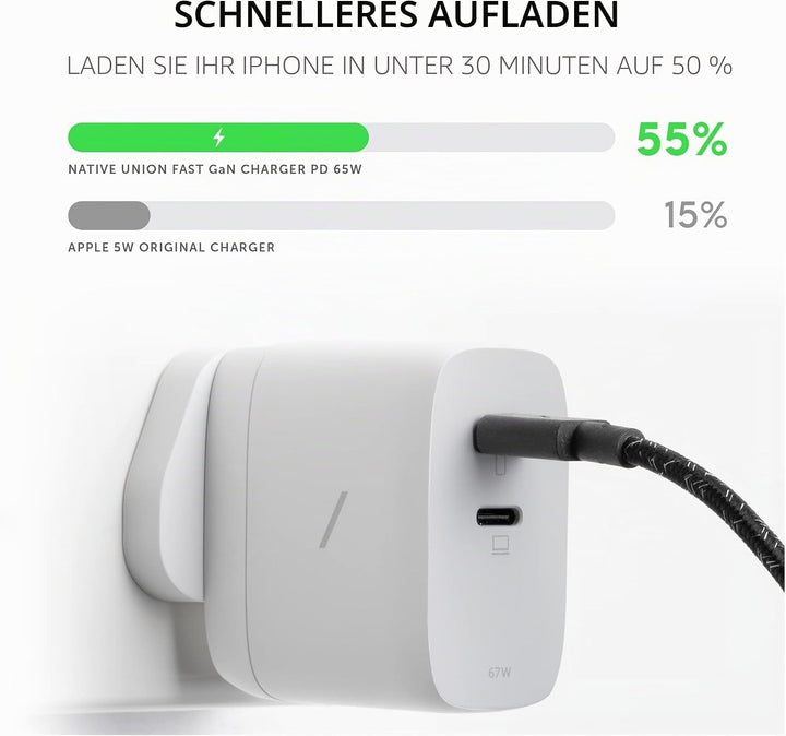 Native Union Schnelles GaN-Ladegerät PD 67W – Ultra-Kompaktes Power Delivery-fähiges USB-C-Ladegerät