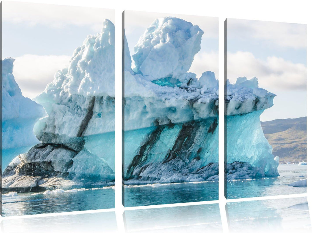 Pixxprint gigantischer Eisberg 3-Teiler Leinwandbild 120x80 Bild auf Leinwand