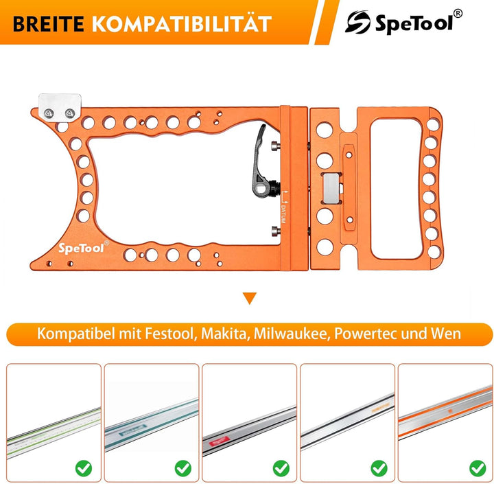 SpeTool 90° Winkelanschlag für Führungsschiene, ±0,01° Genauigkeit, Schnellverriegelung & Schienensc