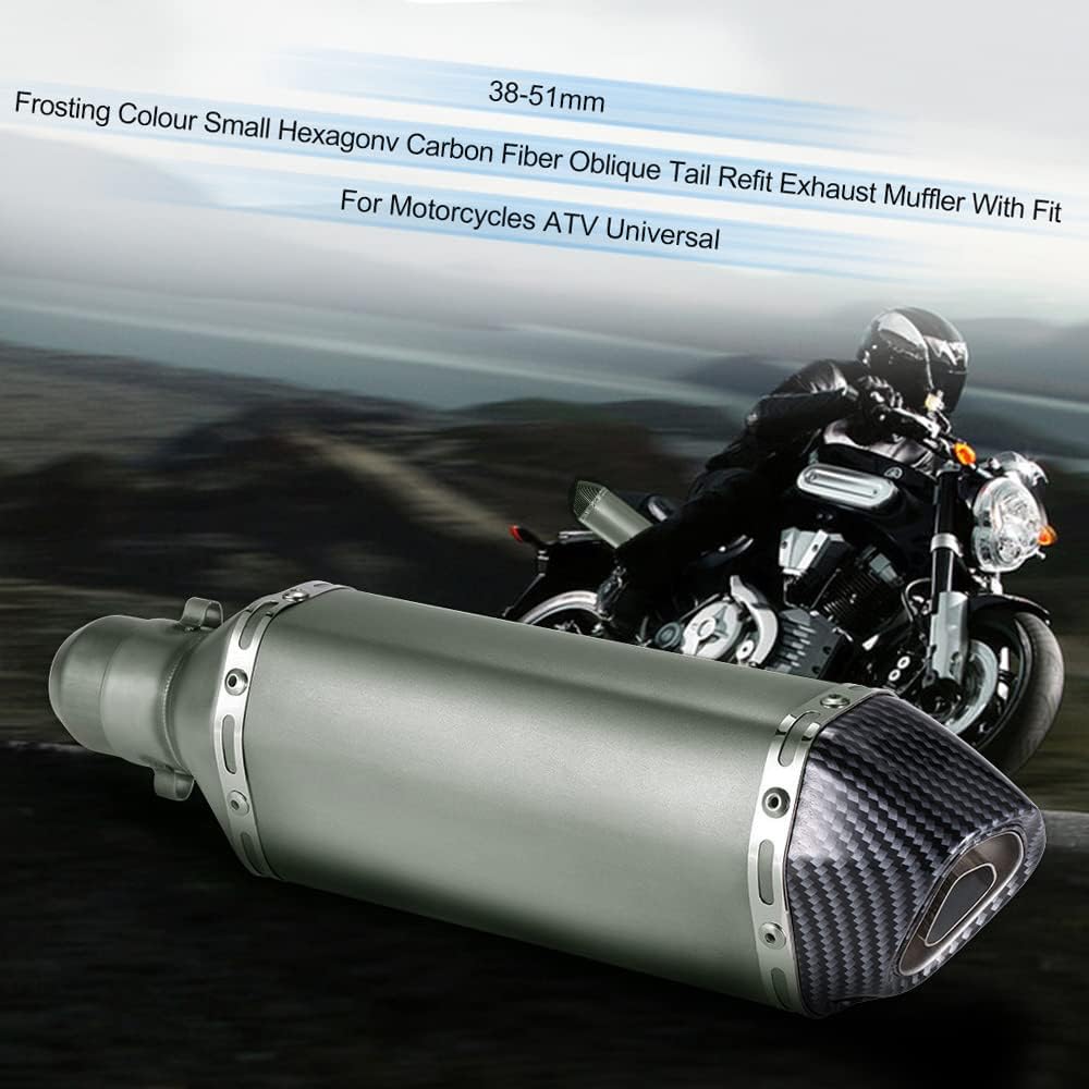 Shkalacar Motorrad Auspuff Universal, Kleiner Sechskant-Fase Modifizierter Endschalldämpfer, 38-51mm