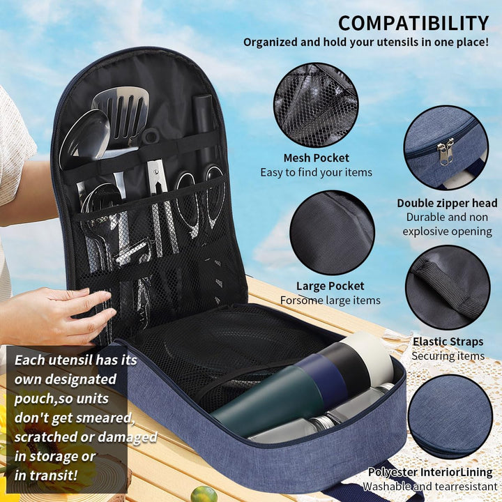 Homquen Camping Essential Camping Geschirr Gear, Camping-Kochutensilien Wohnmobil Camping Zubehör, O