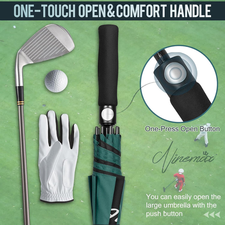 NINEMAX Golf Regenschirm Gross Sturmfest XL/XXL, Grosser Regenschirm Sturmfest Stabil, Golfschirm Gr