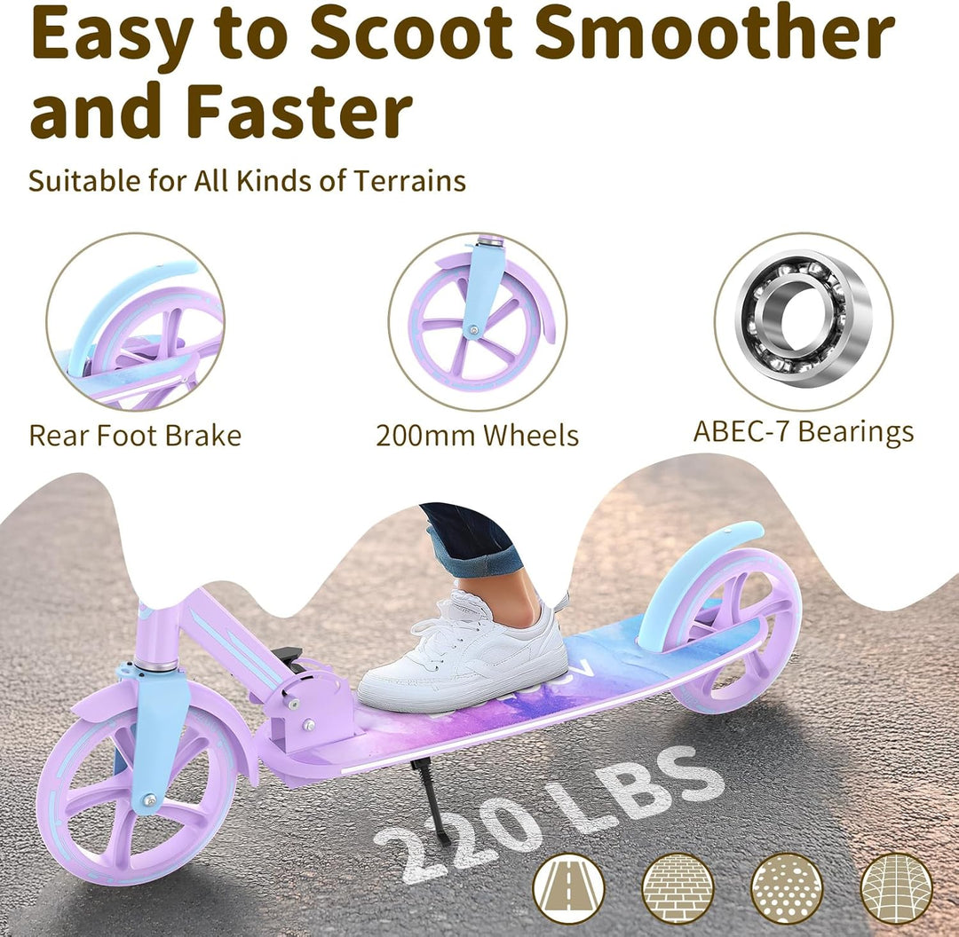 BELEEV V9 Big Wheel Scooter mit LED Leuchtet Lenker & Deck, Roller Kinder 6 Jahre mit Höhenverstellb