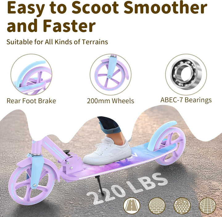 BELEEV V9 Big Wheel Scooter mit LED Leuchtet Lenker & Deck, Roller Kinder 6 Jahre mit Höhenverstellb