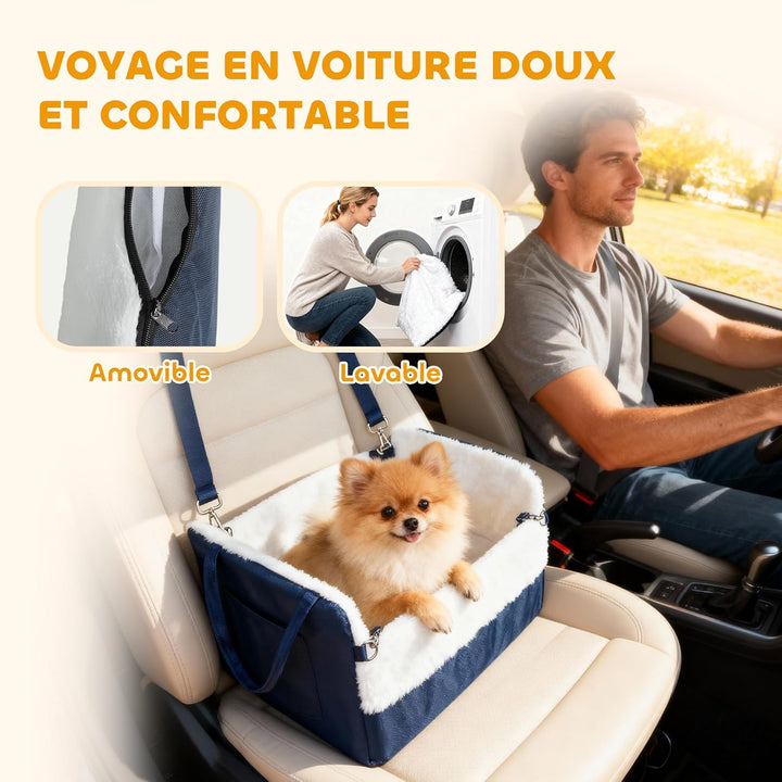 PawHut Hunde-Autositz mit Sicherheitsgurt und Befestigung, Hunde-Autositz rutschfeste Basis tragbar