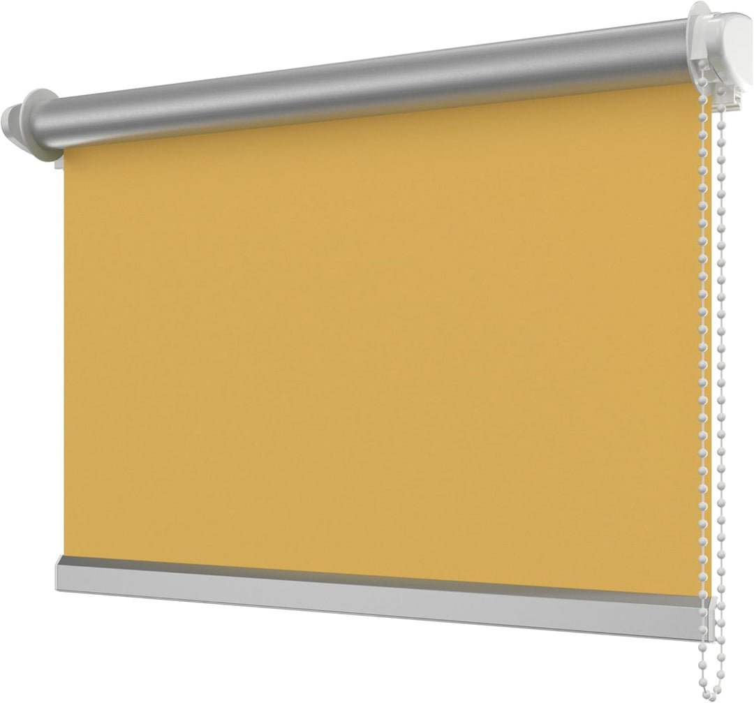 INTERDECO Verdunkelungsrollo/Thermo Rollo, Gelb BxH 71 x 215 cm, Klemmfix Rollos ohne Bohren für Bal