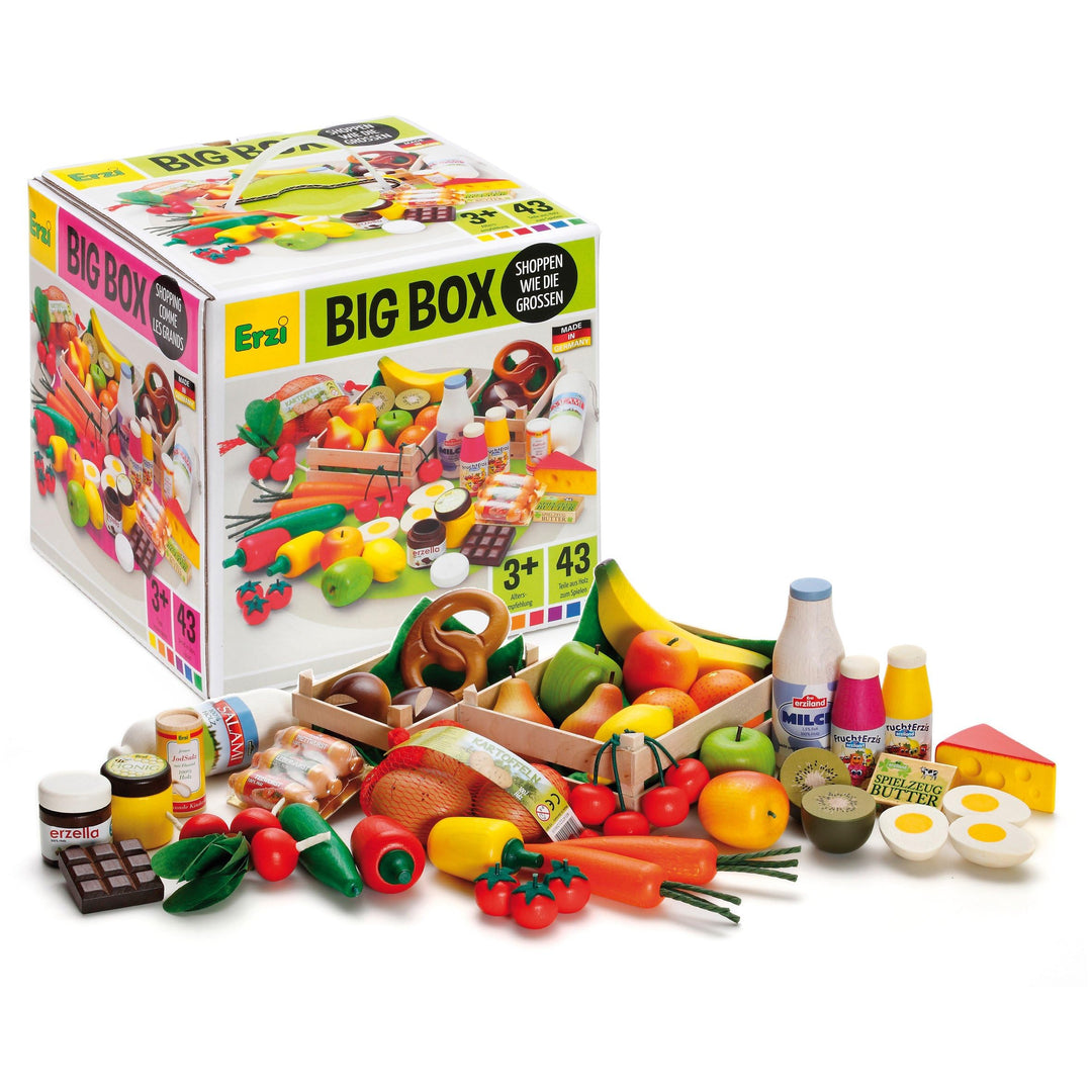 Erzi 28025 Sortierung Big Box aus Holz, Kaufladenartikel für Kinder, Rollenspiele