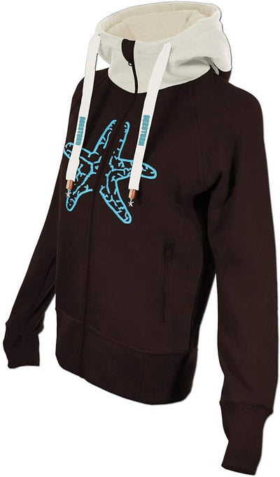 SEESTERN Damen Kapuzen Sweat Shirt Jacke Pullover Zip Hoody Sweater Gr.XS-XXL /1422-1622 XL Dunkel B