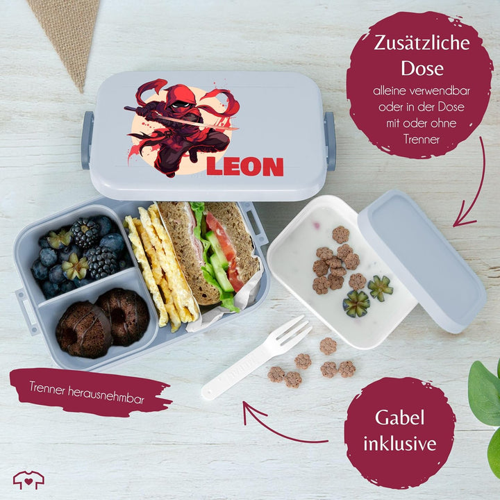 Kinder Bento Box Midi Lunchbox für Mepal Bentobox - Ninja mit Name personalisiert I Schulkind Gesche
