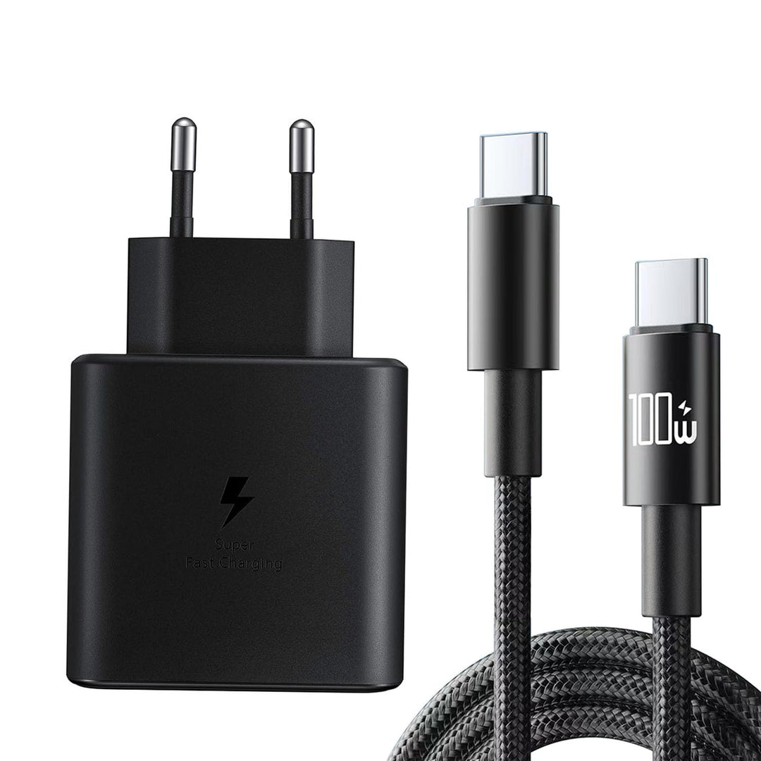 Samsung Schnellladegerät 45 W Ladegerät mit 2m Nylon Ladekabel Typ C kompatibe mit Samsung Galaxy S2