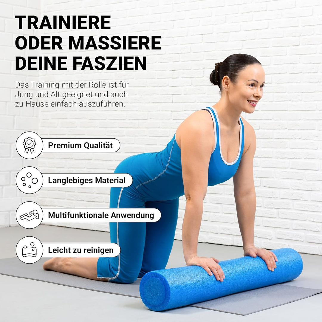 Yoga Rolle Premium | Pilates Rolle - 45 x 15 cm oder 90 x 15 cm - Faszienrolle (Blau, 45 x 15 cm) Bl
