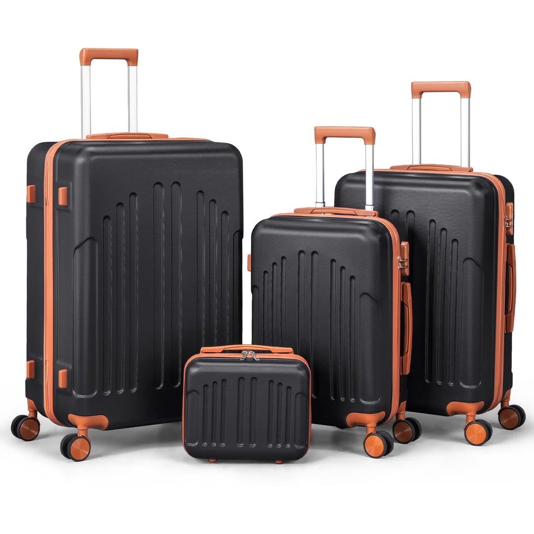 LEADZM Koffer Set 4 teilig Hartschale mit Kosmetikkoffer, Kofferset aus ABS, Reisekoffer mit Rollen