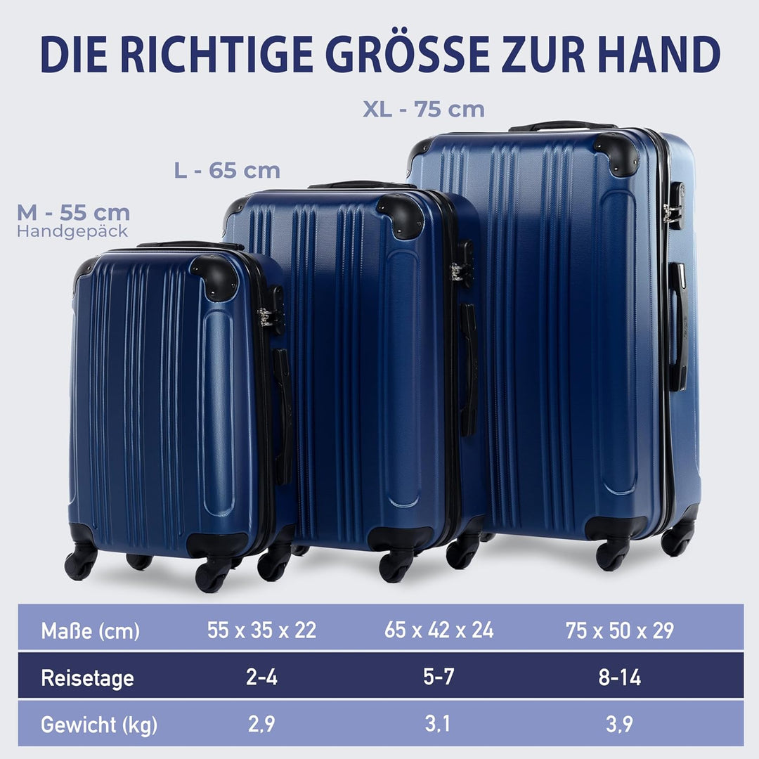 FERGÉ Premium Kofferset 3-teilig: 28", 24" & Handgepäck Koffer in einem Set, sehr robuste Reisekoffe