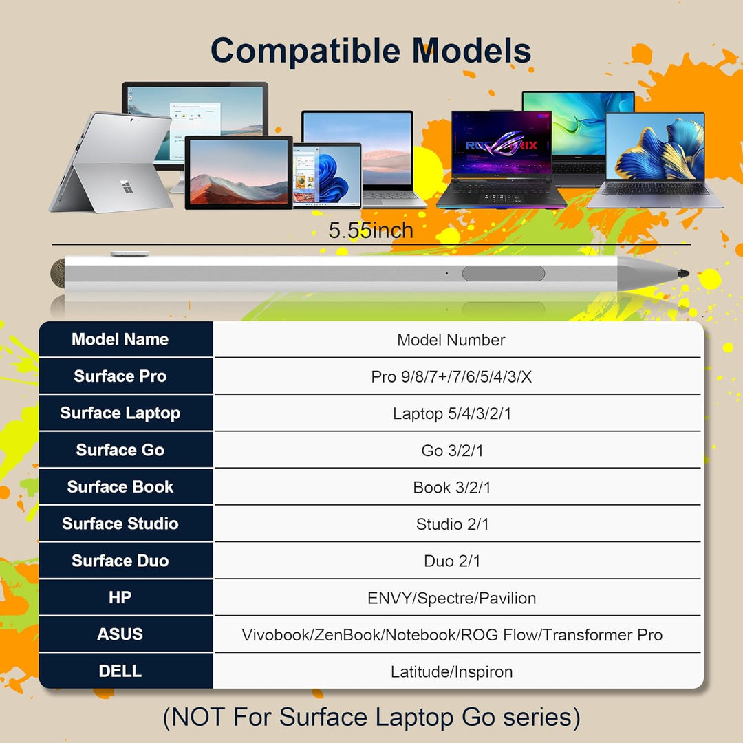 Surface Pen Stylus Stift für Microsoft Surface Pro 11/9/8/7/6/5/4/3, Surface Go 3/2/1 Surface Laptop
