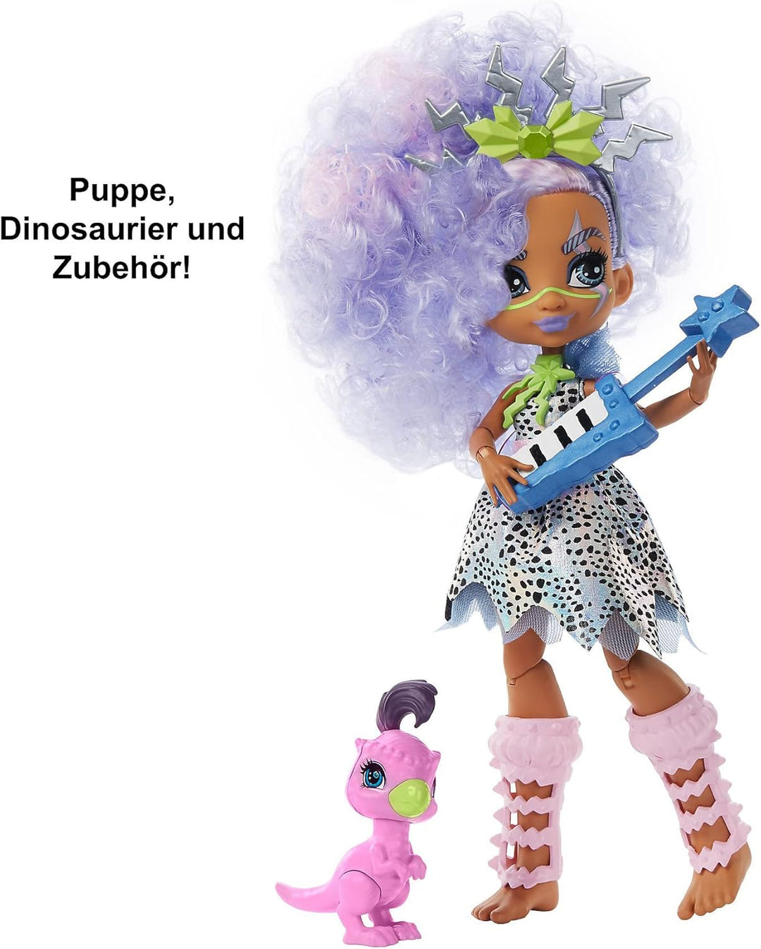 Cave Club GTH04 - Cave Club Bashley Puppe (25,4 cm), prähistorische Modepuppe mit Haus-Dinosaurier,
