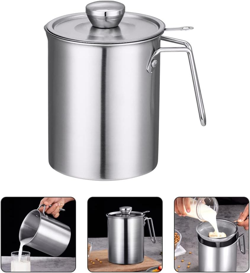 Metallfettabscheider Gravysieb Fettkanne mit Siebsuppe Fett Öl Separator Fett Öler Filtertopf Ölsieb