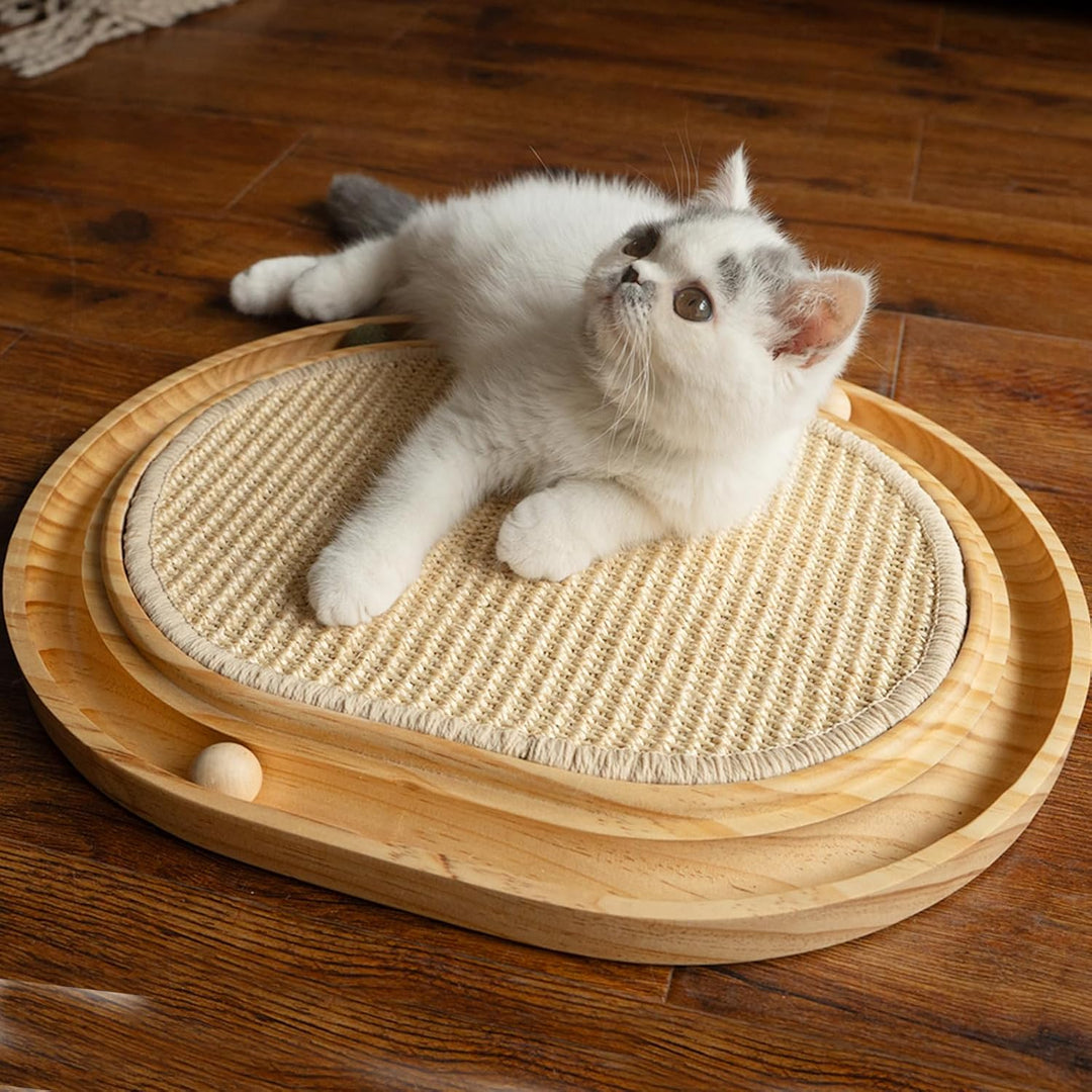 CheerPals Sisal Kratzbrett - 2-IN-1 Katzen Spielzeug, Massives Kiefernholz &amp; Natürliche Sisal Pad &amp;
