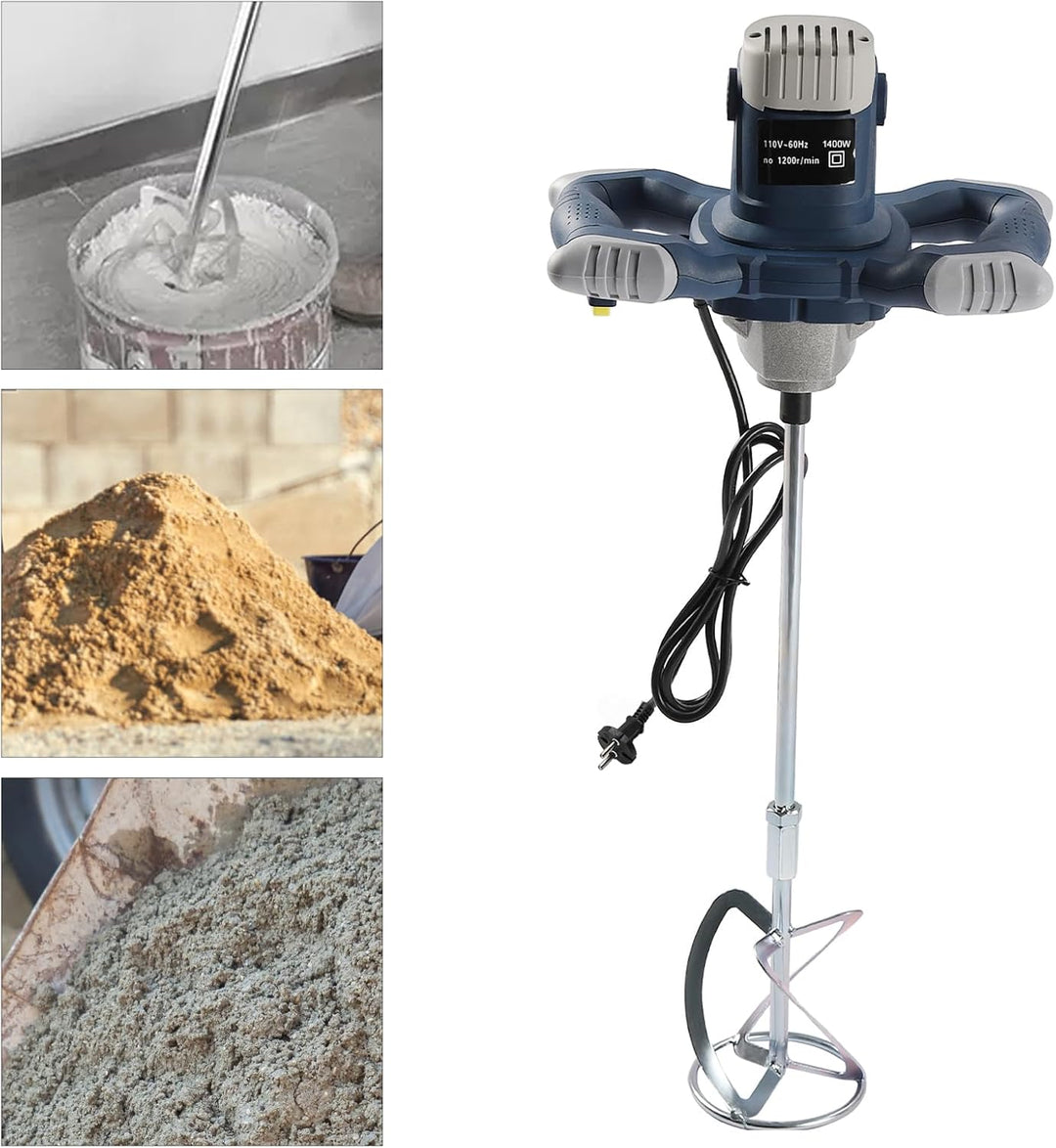 Mörtelrührer, 1400W 1200r/min Betonmischer Trockenbaumörtelmischer, 6 Geschwindigkeiten Einstellbar