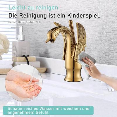 Suguword Gold Bad Wasserhahn Badarmatur Waschtischarmatur Waschbeckenarmatur Waschbecken Mischbatter