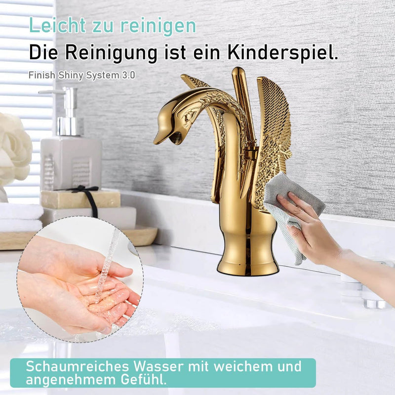 Suguword Gold Bad Wasserhahn Badarmatur Waschtischarmatur Waschbeckenarmatur Waschbecken Mischbatter