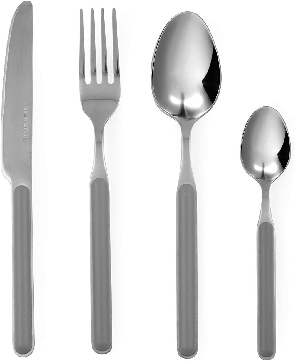 Excelsa Eclipse Besteck-Set, 24-teilig, Edelstahl 18/0 Grau, Grau