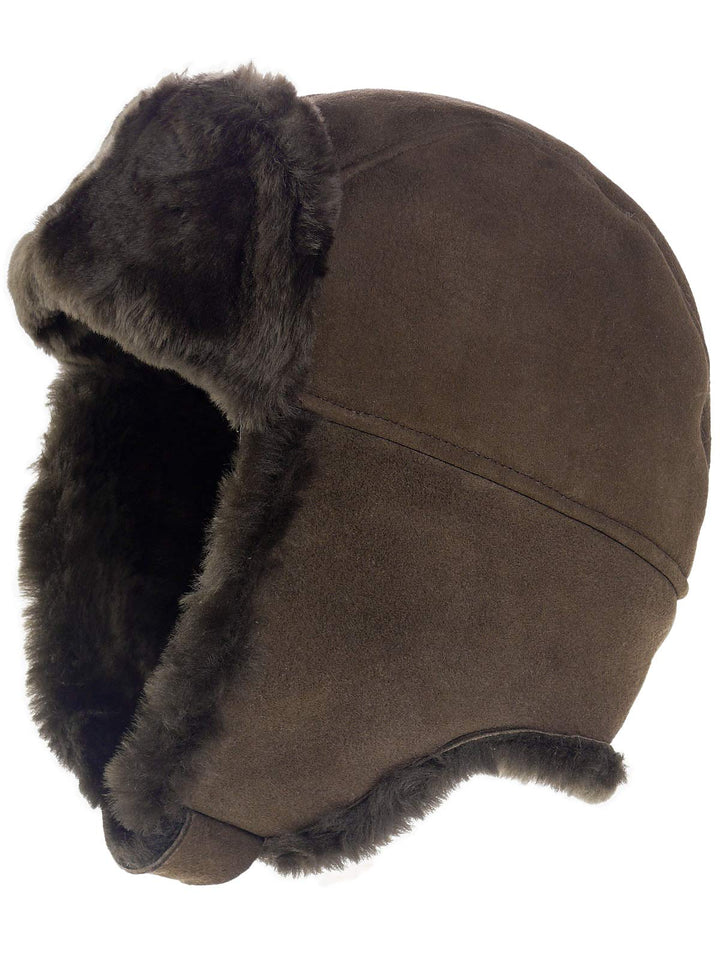 Harrys-Collection Damen Herren Pilotmütze Fliegermütze aus feinstem Merino Lammfell 3 Farben S dunke
