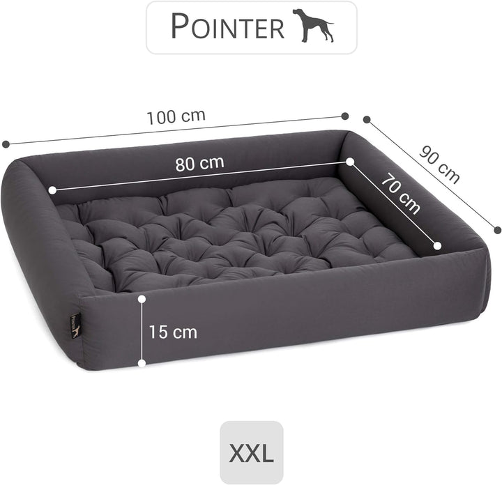 Doctor Bark Pointer | Hundebett mit Hundekissen - orthopädisch, waschbar, bequem (XXL - 100x90 cm, A