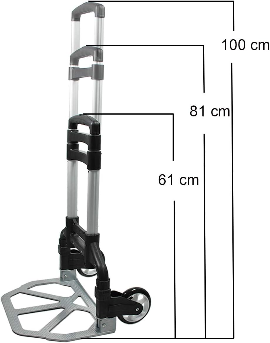 HELO Alu Transportkarre Sackkarre klappbar (EIN-Knopf Bedienung), Handkarre bis 85 kg belastbar bei