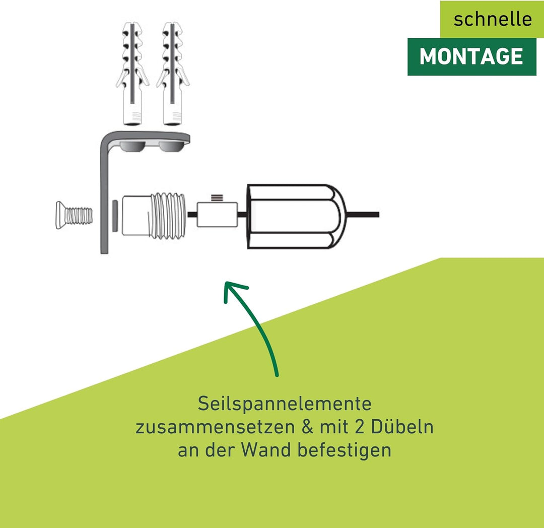 Windhager Montageset InoxLine aus Edelstahl für Sonnensegel, Seilspannmarkiesen Zubehör, Montageset