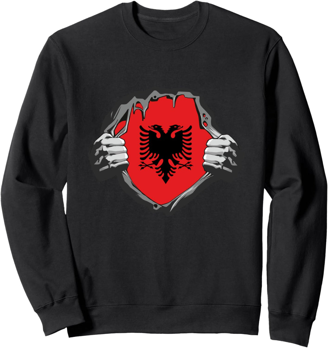 Albanien Kosovo zerrissenes Hemd Design zeigen Sie Ihr albanisches Herz Sweatshirt