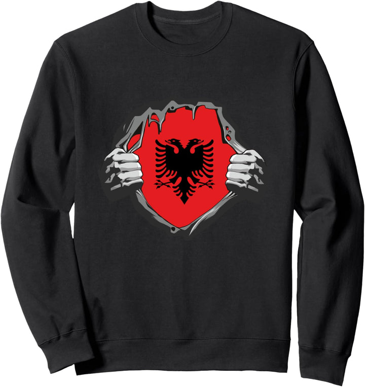 Albanien Kosovo zerrissenes Hemd Design zeigen Sie Ihr albanisches Herz Sweatshirt