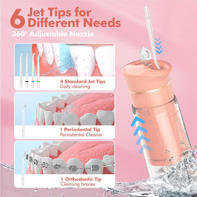 Reise Munddusche Kabellos Zahnreinigung: Oral Irrigator mit 5 Modi, 180ML Wassertank IPX7 Wasserdich