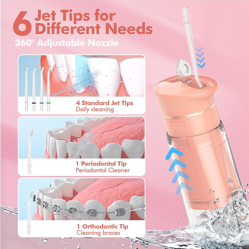 Reise Munddusche Kabellos Zahnreinigung: Oral Irrigator mit 5 Modi, 180ML Wassertank IPX7 Wasserdich